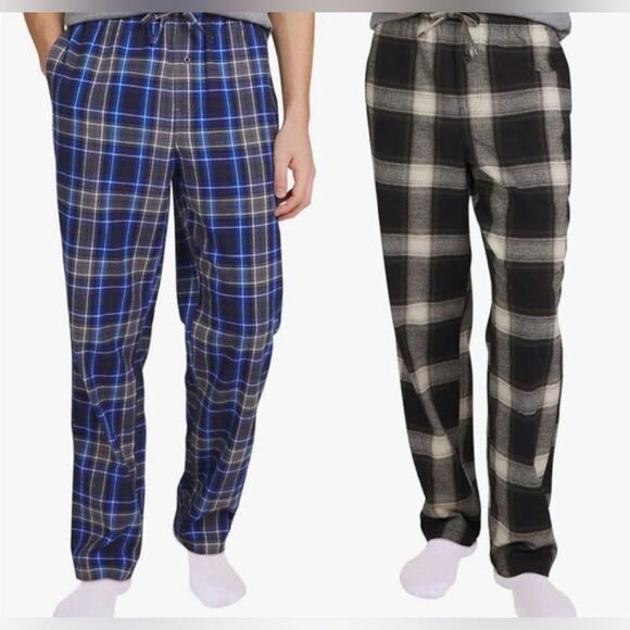 Eddie Bauer Men’s Flannel Loungewear Pant 2 Pack- Blue/Gray + Black/Gray XXL - Picture 1 of 4